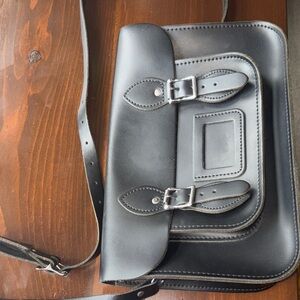 Black British  Leather Satchel Bag